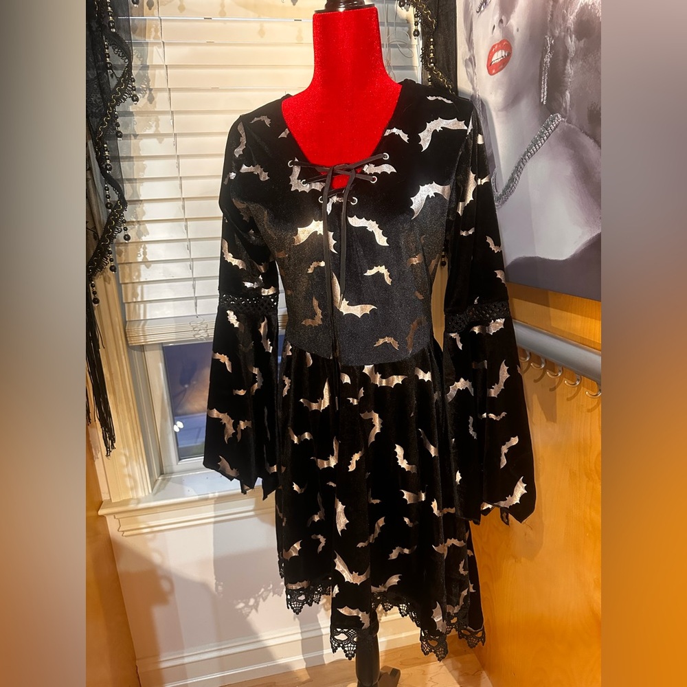 Spirit Halloween velvet bat dress
Size M
Worn once.